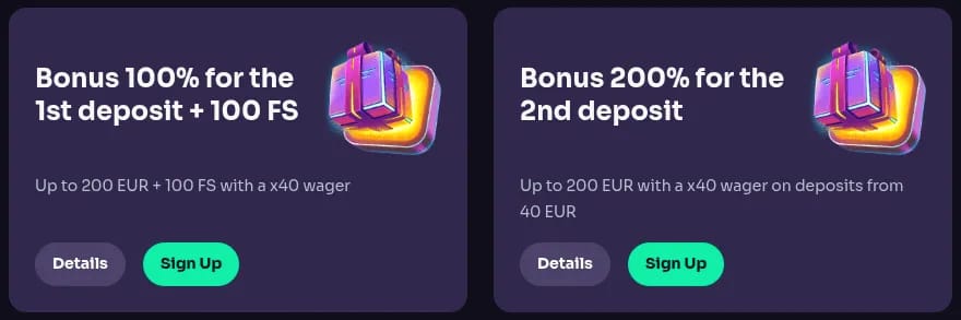 Pacchetto benvenuto WinSpirit Casino bonus
