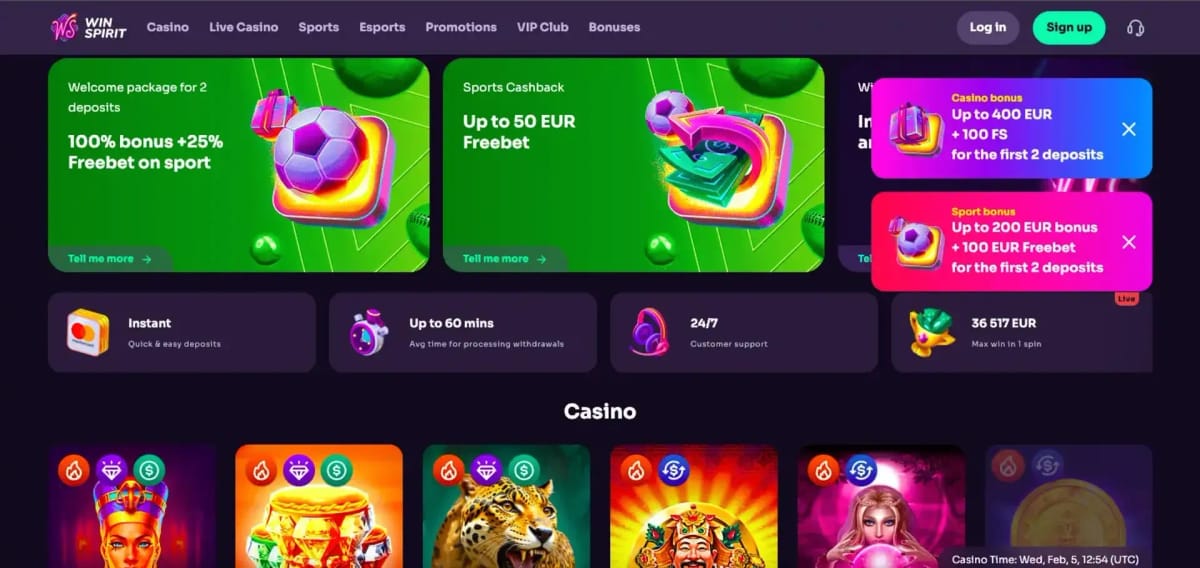 Esperienza di gioco WinSpirit indimenticabile