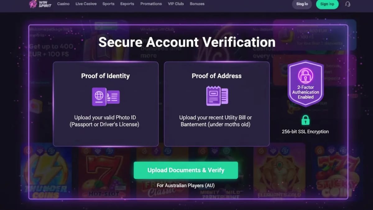 Sicurezza e verifica conto WinSpirit Casino